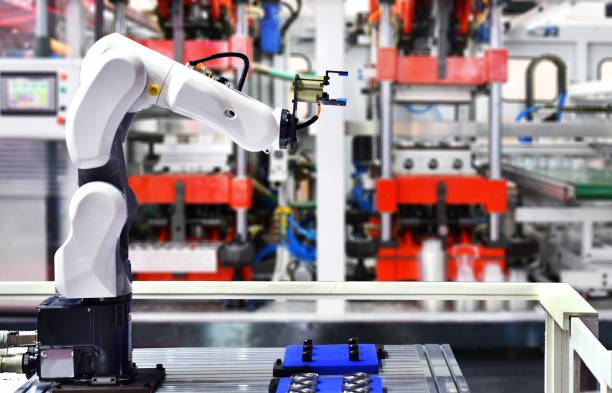 istock Robotic arm machine tool for food packing 1158117911