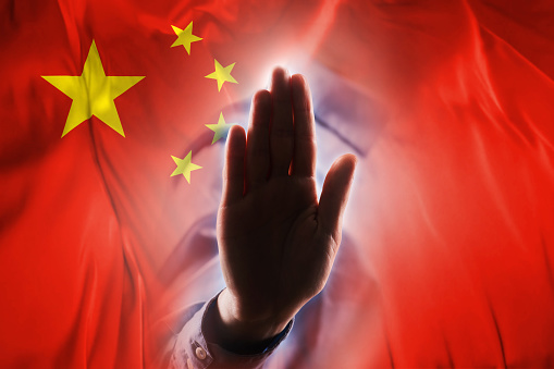 CHINA FLAG with hand STOP SIGN / Flag concept (Click for more)