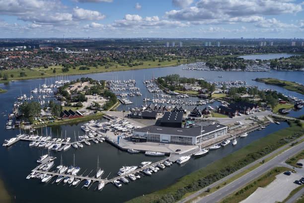 istock Aerial view of Ishoej harbour, denmark 1158120741