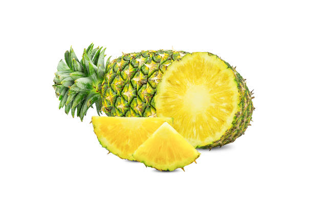 istock Fresh fruit,organic pineapple with Pineapple with half and slices isolated on a white background. 1158123845