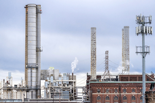 Smokestacks Power plant Factory energy company in Philadelphia PA USA
