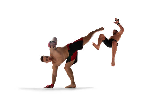 istock MMA fighters isolated on white. 1158131834
