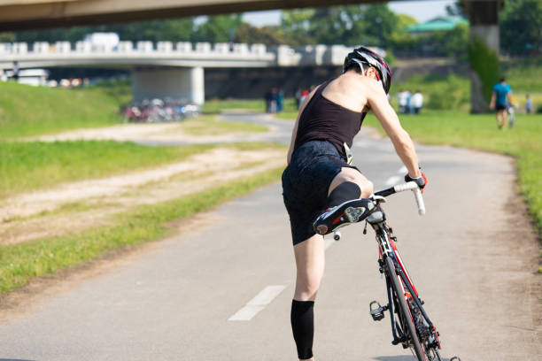 Cyclist riding racing bike