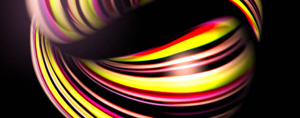 istock Fluid color swirls on black. Modern background with trendy design 1158136267