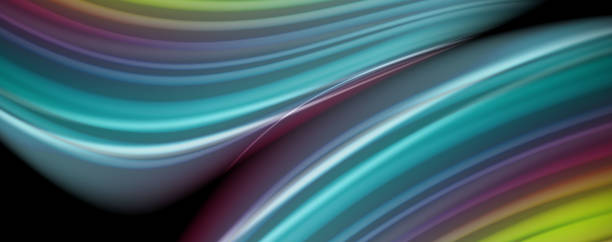 istock Modern rainbow liquid color flow colorful poster. Wave Liquid shape in black color background. Abstract composition 1158136336
