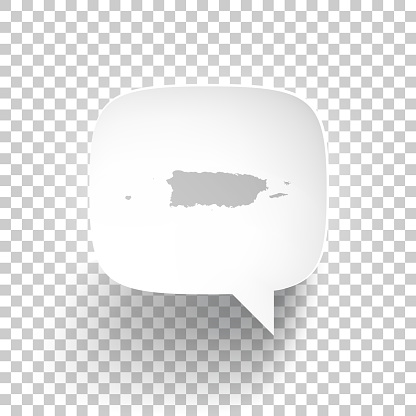 Map of Puerto Rico in a speech bubble with a realistic three-dimensional effect, isolated on a white background. Vector Illustration (EPS10, well layered and grouped). Easy to edit, manipulate, resize or colorize.