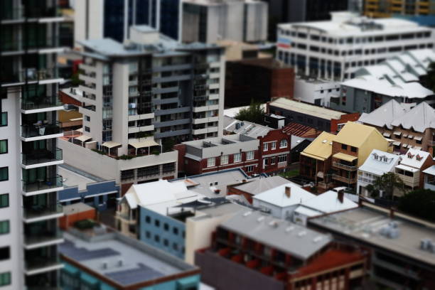 istock Elevated view of a city in minature effect. 1158137443