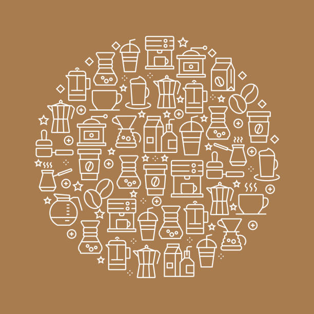 kaffee verwandte muster design - coffee sack bag espresso stock-grafiken, -clipart, -cartoons und -symbole