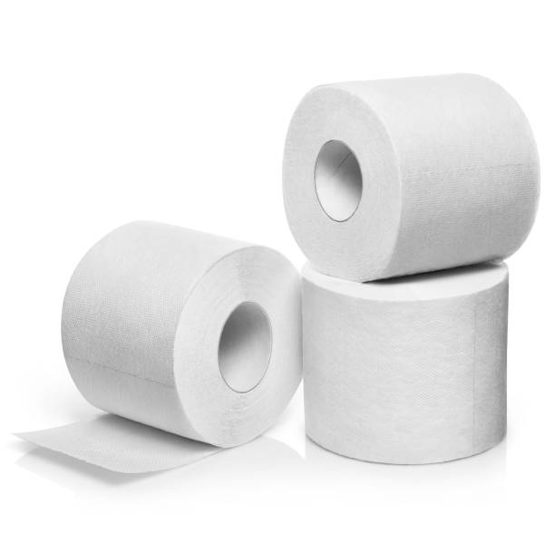 istock Toilet paper rolls on white 1158139059