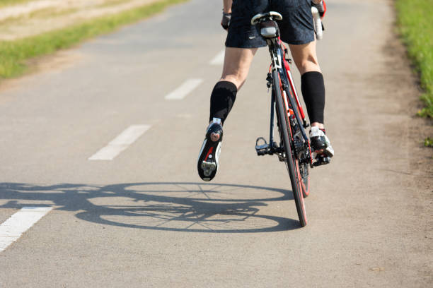 Cyclist riding racing bike