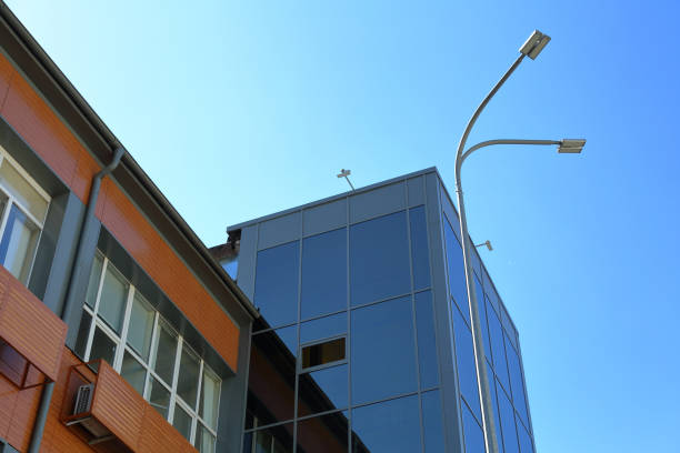 istock Glass windows of business building 1158140481