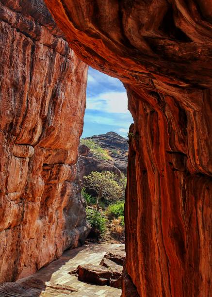 istock Red sandstone cave in badami 1158140553