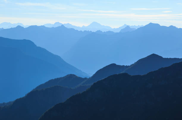 layered mountains - tessin imagens e fotografias de stock