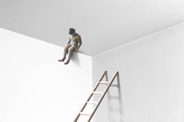 surreal optical illusion, man change his point of view