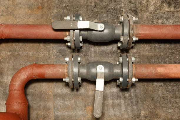 istock Pipes of hot water supply on the technical floor. 1158149417