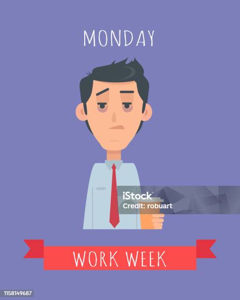 Work Week Emotive Vector Concept In Flat Design Stock Illustration ...