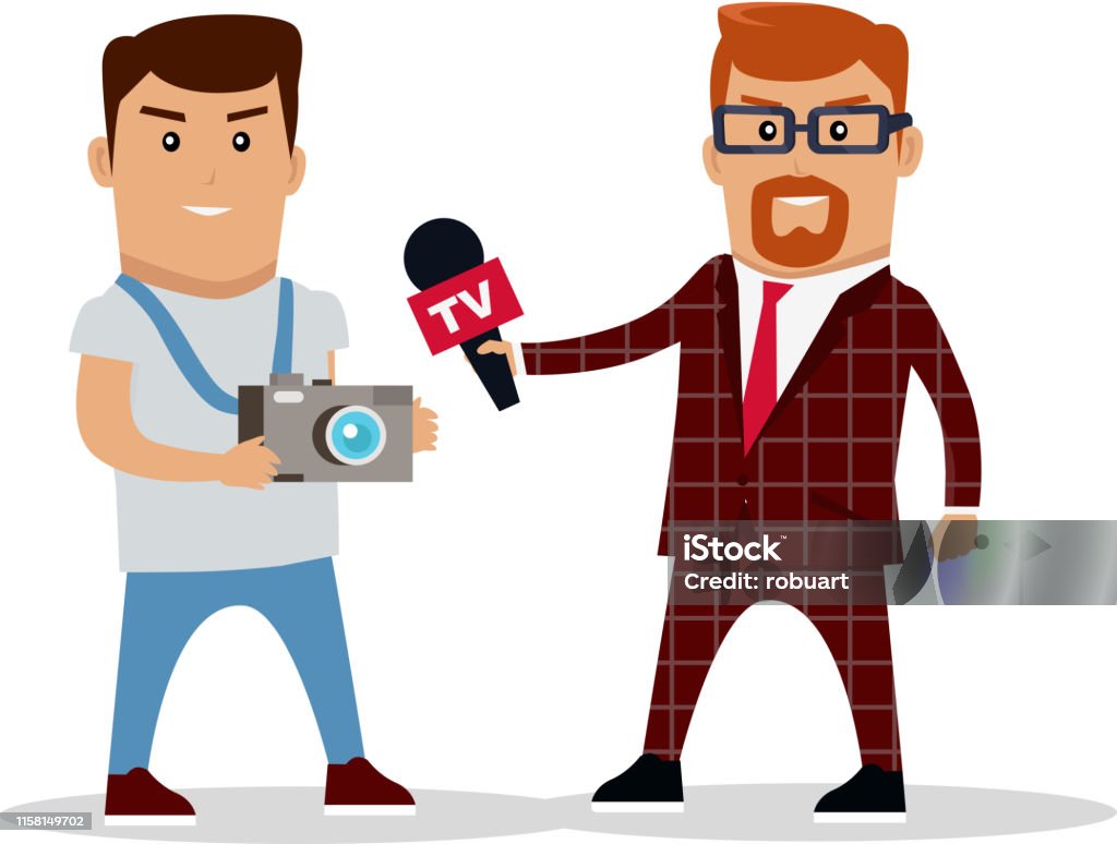 Media Crew Vector Media Workers Characters Vector Illustration Stock Illustration ...