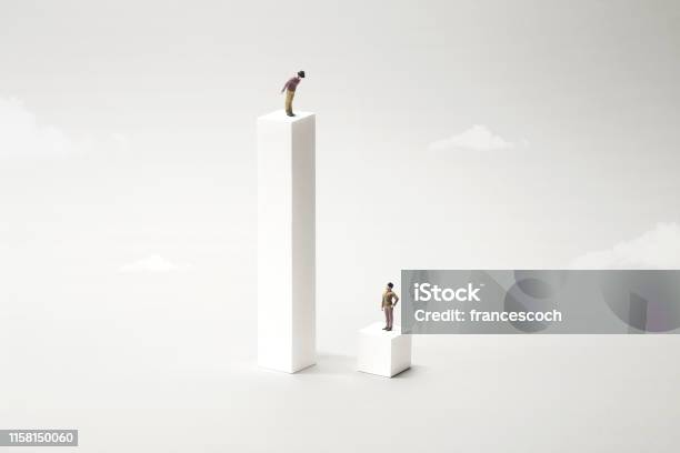 Gap Inequality White Concept Stock Photo - Download Image Now - Imbalance, Equality, Contrasts