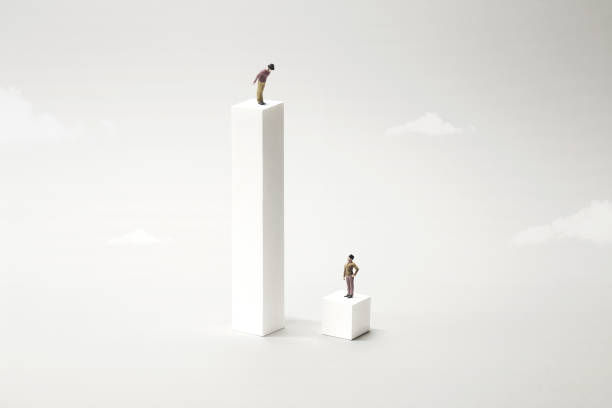 gap inequality white concept - uneven imagens e fotografias de stock