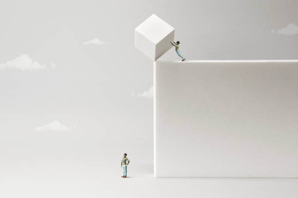 istock conflict between two men, life attempt, surreal concept 1158150613
