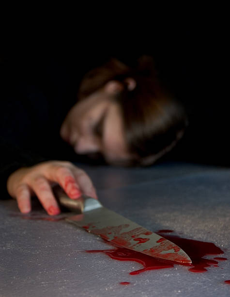 suicidio - blood human hand women murder fotografías e imágenes de stock
