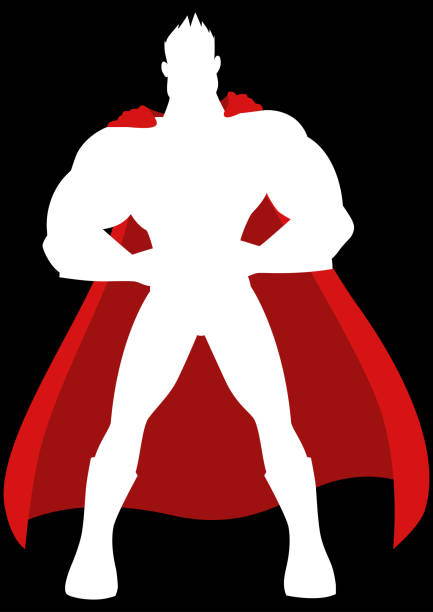 Cartoon illustration of a superhero Cartoon illustration of a superhero isolated on black background action figure stock illustrations