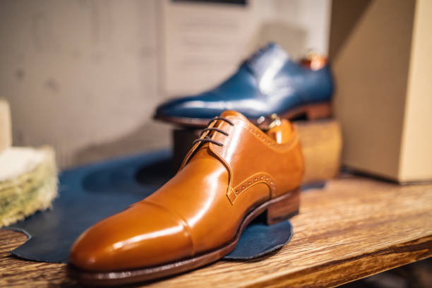 istock Leather shoes in a store 1158152463