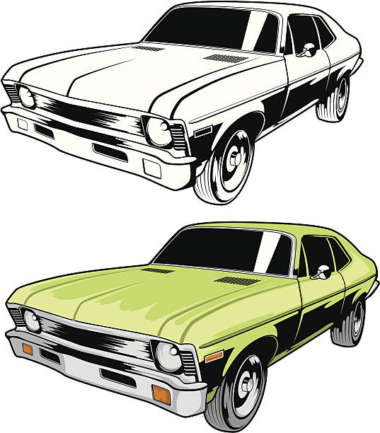 vektor chevrolet nova - chevrolet stock-grafiken, -clipart, -cartoons und -symbole