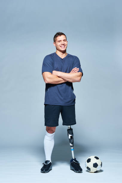 istock Successful football player with prosthesis leg 1158157748