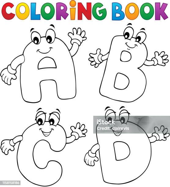 Coloring Book Cartoon Abcd Letters 2 Stock Illustration - Download Image  Now - Alphabet, Eye, Hand - iStock