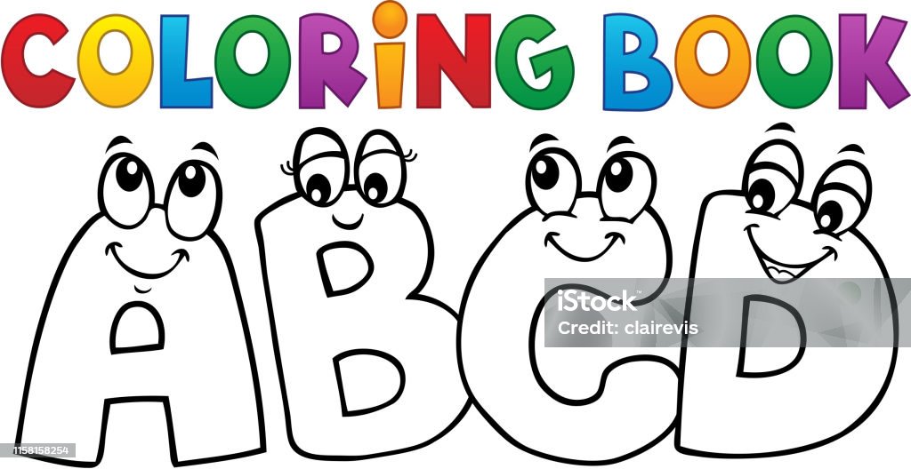 Coloring Book Cartoon Abcd Letters 1 Stock Illustration - Download Image  Now - Alphabet, Art, Cartoon - iStock