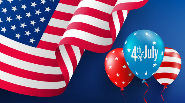 4. juli postervorlage. usa unabhängigkeitstag feier mit amerikanischen ballons flagge. usa 4. juli werbebanner vorlage für broschüren, poster oder banner.vector illustration eps 10 - hot air balloon party political party greeting stock-grafiken, -clipart, -cartoons und -symbole