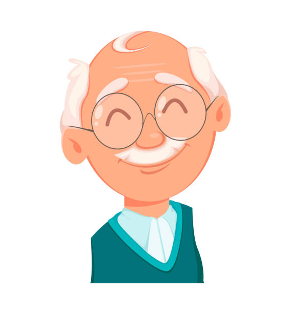 Face Expression Of Grandfather Cheerful Stock Illustration - Download Image  Now - Adult, Adults Only, Cartoon - iStock