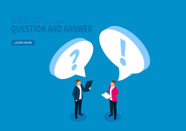 Ask and answer, ask questions and solve problems Ask and answer, ask questions and solve problems two people illustrations stock illustrations