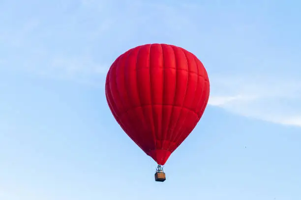 (aeronautics) Balloon flies across the blue sky