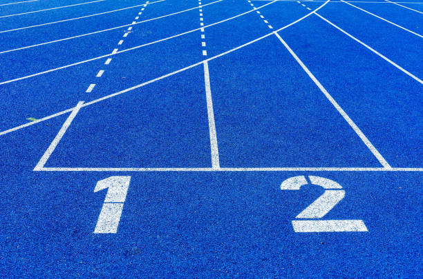 istock Full Frame Shot Of Blue Running Track 1158165571