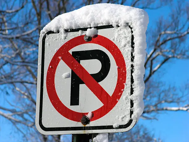 Photo of Snowy No Parking Sign