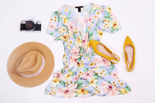 istock Feminine background with female items over bright colored paper. 1158171694