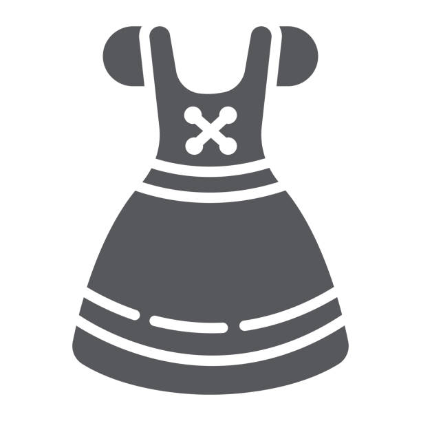 ilustrações de stock, clip art, desenhos animados e ícones de dirndl glyph icon, clothes and austria, beer fest dress sign, vector graphics, a solid pattern on a white background. - dirndl traditional clothing austria traditional culture