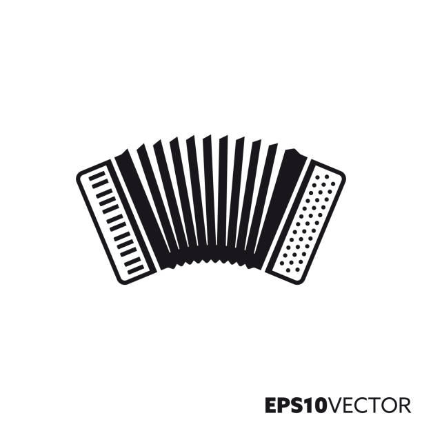 illustrazioni stock, clip art, cartoni animati e icone di tendenza di icona glifo vettoriale fisarmonica - accordion