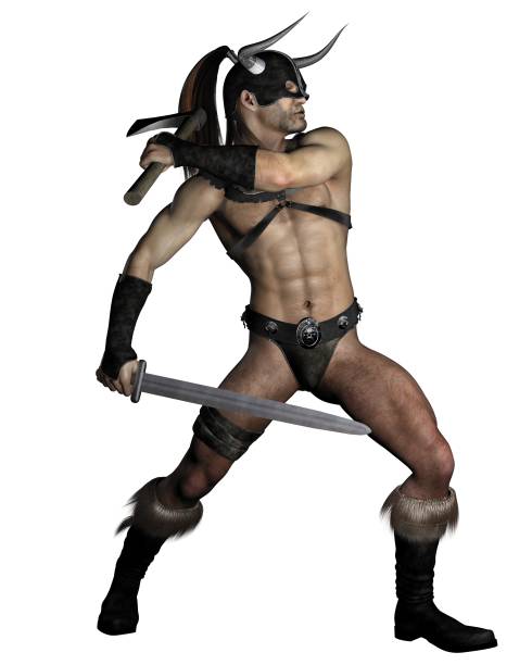 istock Old Fantasy Barbarian Warrior Fighting 1158172540