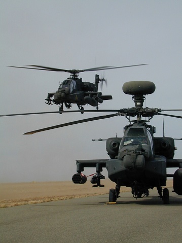 U.S. military attack helicopter, the Apache AH-64D Longbow.