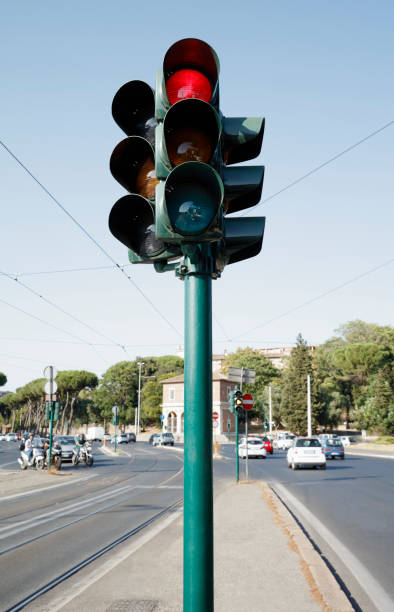 istock Traffic light standing on the road 1158173960