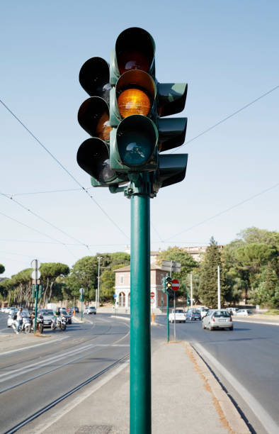 istock Traffic light standing on the road 1158174108