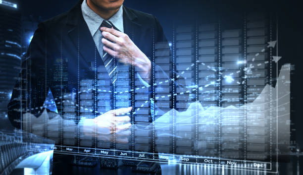 istock Double Exposure Image of Business Profit Growth 1158174879