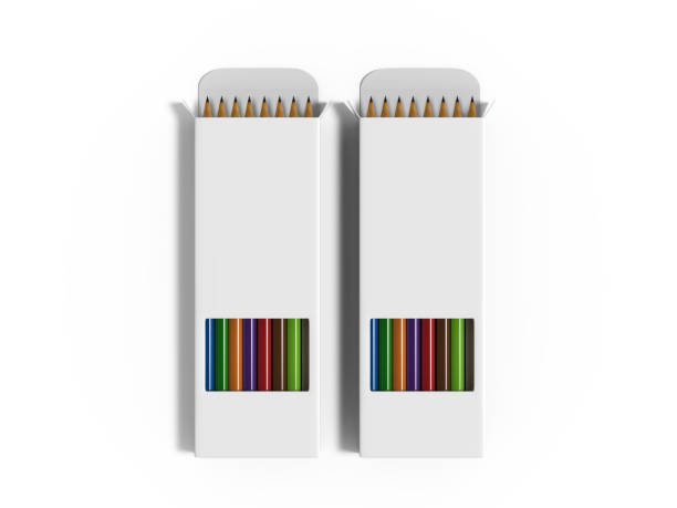 istock Multicoloured box of coloured pencils mock up template on isolated background, 3d illustration 1158175582