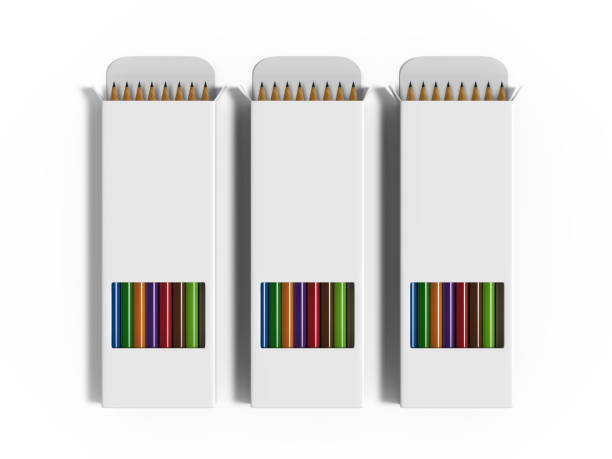 istock Multicoloured box of coloured pencils mock up template on isolated background, 3d illustration 1158175585