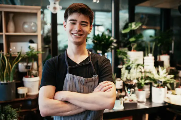 Photo of Business in Korea - young entrepreneur in flower shop