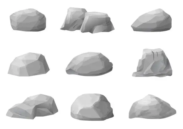 Vector illustration of Set of rocks boulders stones