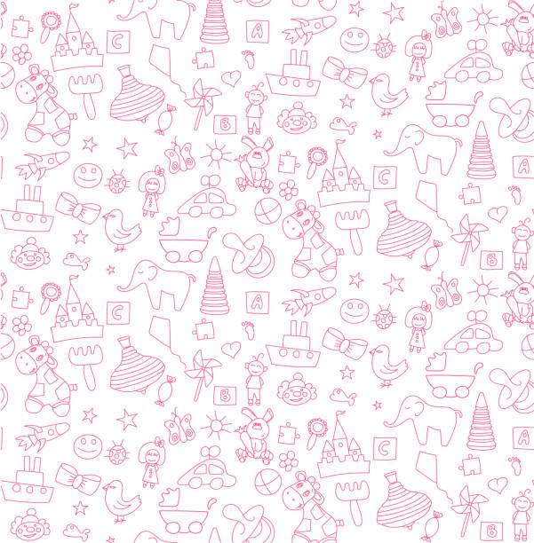 Pattern a set of children's toy Pattern a set of children's toy baby girls stock illustrations